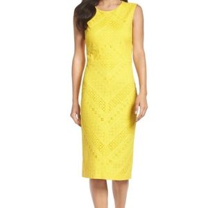 Yellow midi sheath dress